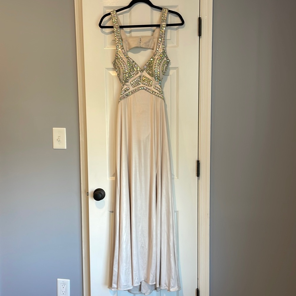 Betsy & Adam Dresses | Betsy & Adam Nude Satin and Sequin Dress | Size: 6P